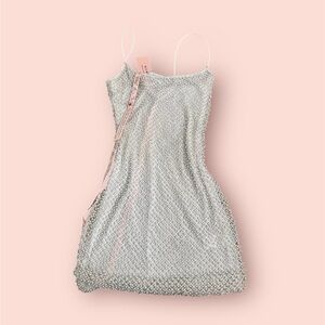 Oh Polly Silver Pearl Embellished Dress
